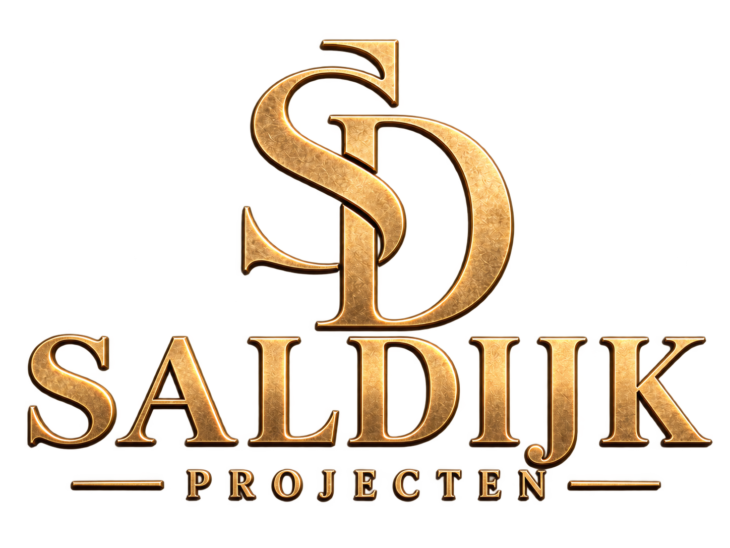 Goudkleurig SALDIJK Projecten-logo met SD-monogram, transparante achtergrond